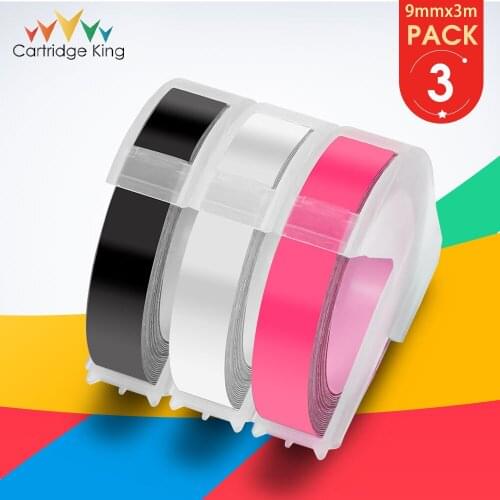 3PK 3/8" 9mm for Dymo 3D Label Tape Fluorescent Pink DIY Notebook Letter Printer on Motex E101 E202 E303 S0717900 Label Printer