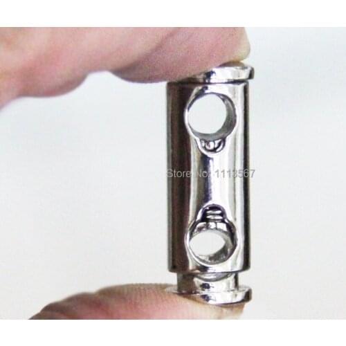 50pieces Silver METAL Barrel Cylinder Stopper Toggle Cord Locks Drawstring with 2 holes Sewing Button Sewing On Garment NK84