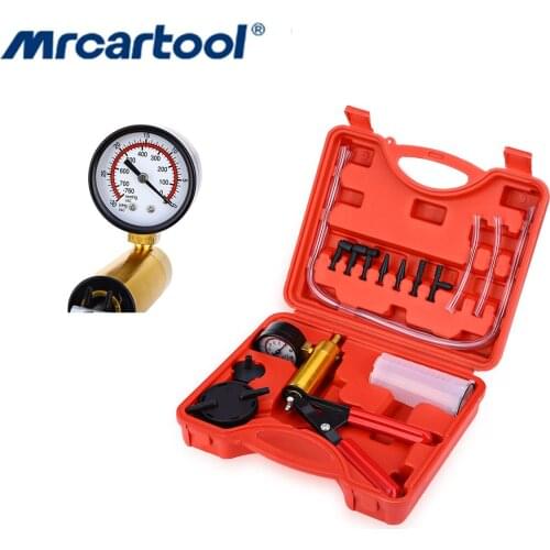 Auto Car Manual Vacuum Pressure Pump Brake Tester Kit Bleeding Portable Durable Aluminum Vacuum Gauge Repair Set