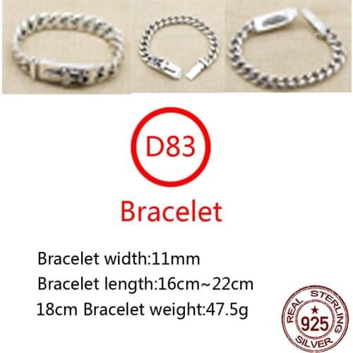 D83 s925 sterling silver bracelet retro sailboat anchor holy sword letter punk style hip hop tide brand personality domineering