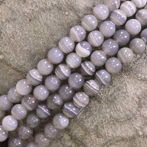 6-12mm Natural Round Gray Agates Banded Agates Stripe Onyx Beads For Jewelry Making Beads 15'' Needlework DIY Beads Trinket