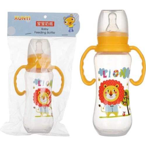 240ml Baby Milk Feeding Bottles With Handle Silicone Bottles Gift Infant Drinking Water Bottle Kids Cup Shower Drying Rack