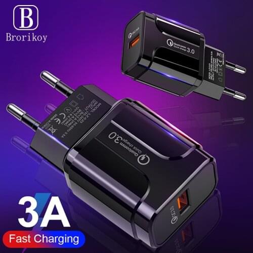 3.0 Quick Charge Mobile Phone USB Charger 18W EU US Plus Wall Charger Adapter QC 3.0 for iPhone Samsung Huawei Fast Charging