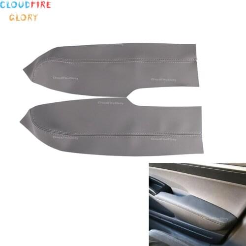 CloudFireGlory Front Door Panel Armrest Cover Skin Microfiber Leather Gray Fit For Honda Civic 2006 2007 2008 2009 2010 2011