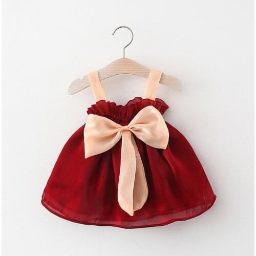 Kids Girl Summer Sling Dress with Big Bowknot Suspender Beach Princess Costume Birthday Party Clothes
