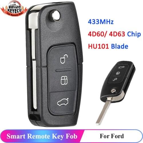 KEYECU Keyless Car Remote Key DIY for Ford Fusion Focus Mondeo Fiesta Galaxy HU101 Blade Vehicle Flip Key