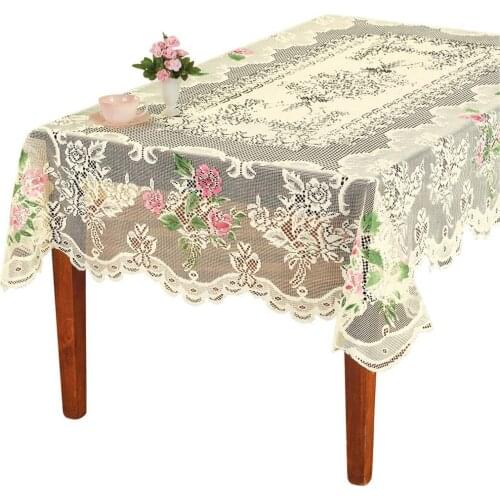 Lace Tablecloth Round White Floral Printing Table Cover Elegant Dining Table Wedding Party Decor Waterproof Table Cloth Manteles