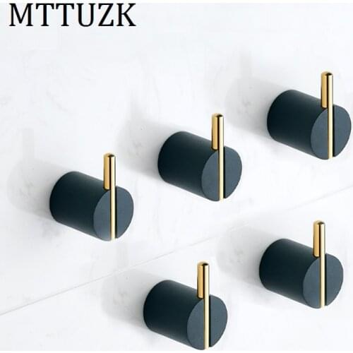 MTTUZK Brass Clothes Hook Wall Hanger Single Creative Black Gold Coat Hook Robe Hook For Home Kitchen Wall Door Bathroom Hook