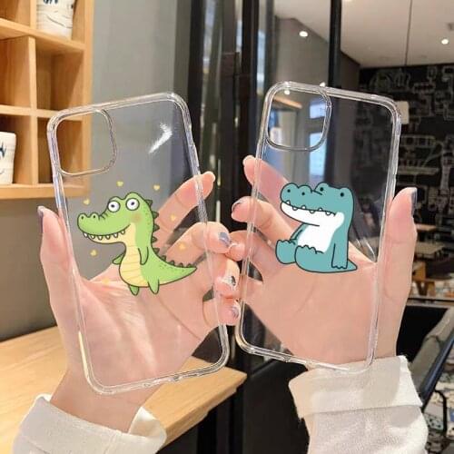 Cute Cartoon Crocodile Phone Case Transparent soft For iphone 5 5s 5c se 6 6s 7 8 11 12 plus mini x xs xr pro max