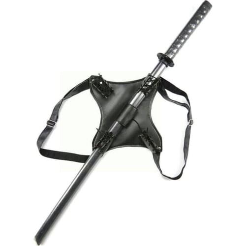 Harness Mens Leather Dual Sword Carrying Back Exotic Harness Cosplay Neck Costumes Holste Adjustable Scabbard/Pistol Flirti F3S6