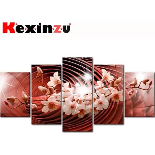 5pcs Full Square/Round Drill 5D DIY Diamond Painting Cross Stitch"Flower Home" Multi-picture Combination Embroidery Decor Home 2