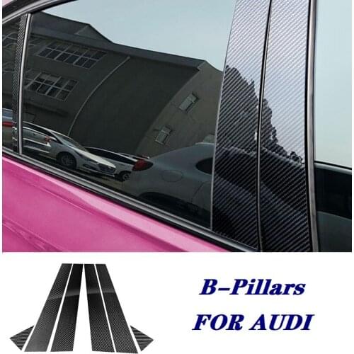 Carbon Fiber Car Window Pillar Posts Cover Trim Stickes Fit For Audi A3 A4 A6 Q5 A4L B-Pillars Protect Cover Trim Accessories
