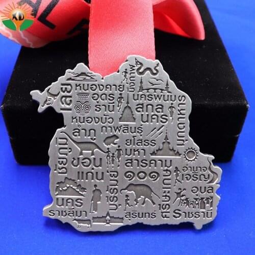 Factory wholesale antique silver medals with ribbon custom sports medal OEM irregular graphic medal