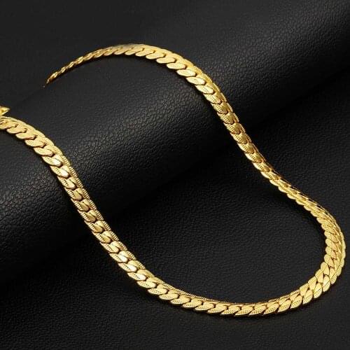 316L Stainless Steel High Polished Carve Patterns Necklace Flattening Snake Chain For Men Women Jewelry Gold 50CM 55CM