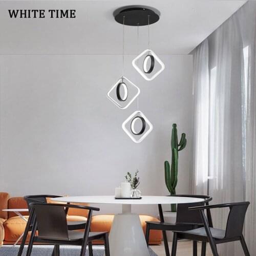 Simple Modern Led Pendant Light For Living room Dining room Bedroom Black White Metal Home Ceiling Mounted Pendant Lamp Fixtures