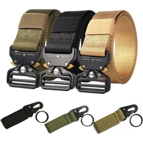Military Army Belt Tactical Belt Men Nylon Waistband Metal Buckle Heavy Duty Waist Belt Police Hunting Training Accessories