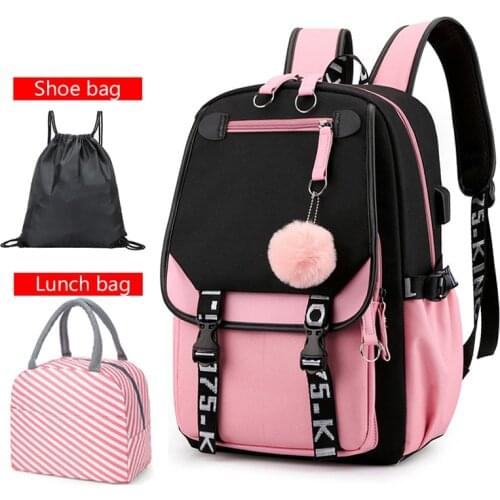 Girls School Backpacks For Teenage Boys Large Capacity Waterproof Schoolbag USB Charge Bagpack Casual Travel Sac Femme Bookbag