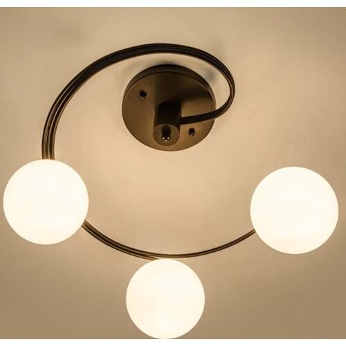 Modern bending Metal Spiral Glass Dining Room Ceiling light Creative Bedroom Black Hot selling Living Room Simple Ceiling light