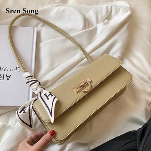 Underarm Bags Women Handbags Simple Silk Scarf Casual Shoulder Bags Ladies 2021 Summer New Mini Square Bags Pu Leather Bags