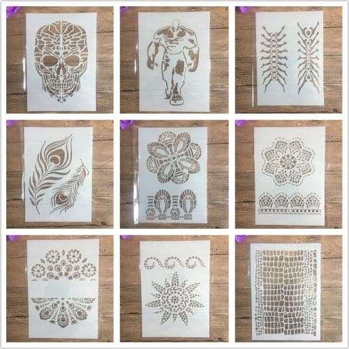 A4 29 * 21cm grid Mandala DIY Stencils Wall Painting Scrapbook Coloring Embossing Album Decorative Paper Card Template