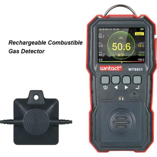 Wintact High Precision Combustible Gas Meter Professional Portable Combustible Gas Detector with 120000 Data Logging LCD Display