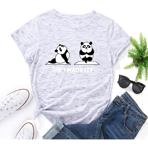 Did I Made It Funny Panda Exercise Shirt for Women Cute Panda Bear T-Shirt Animal Graphic Tee Summer Cotton Short Sleeve Tops