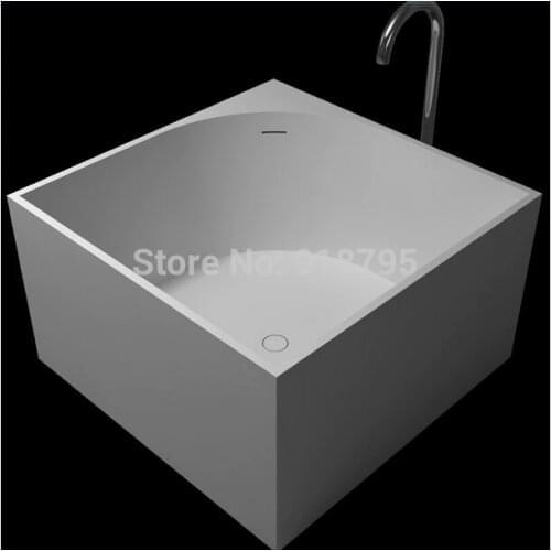 1050x1050x600mm Solid Surface Stone CUPC Approval Bathtub Square Freestanding Corian Matt Or Glossy Finishing Tub RS6549