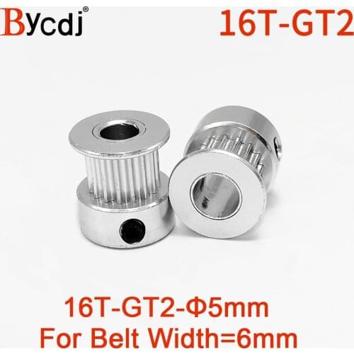 16 teeth GT2 Timing Pulley Bore5/6mm for Rubber 2GT Open Timing belt width 6/10mm small backlash (16Teeth) 16T 3D Printers Parts