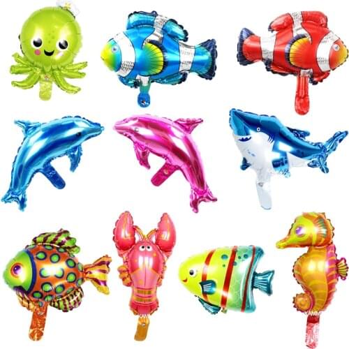 50pcs 16inch Octopus Fish Lobster ocean Animals Foil Balloons dolphin Globos Baby shower Sea Theme birthday Party Decor Gifts