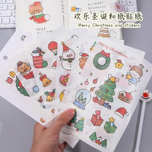 6 Sheets Christmas Stickers, Hand Accounts and Paper Stickers Diary Materials Santa Claus Decoration Stickers Student Stickers