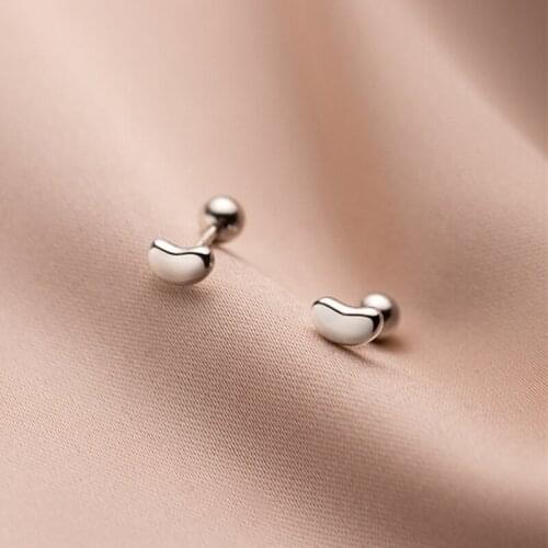 925 Sterling Silver Screw Back Earrings 3mmX6mm Small Smooth Silver Bean Stud Earring for Girl Daughter Kids Ear Jewelry