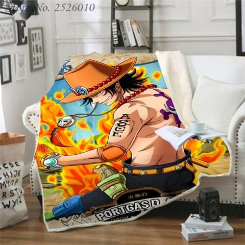 Throw blanket Ace One Piece 3D Velvet Plush Blanket Bedspread For Kids Girls Sherpa Blanket Couch Quilt Cover Travel 08