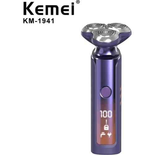 KEMEI Men Electric Shaver Full Body Washable USB Rechargeable Dry Wet Beard Trimmer Shaving Machine LCD Display Electric Razor