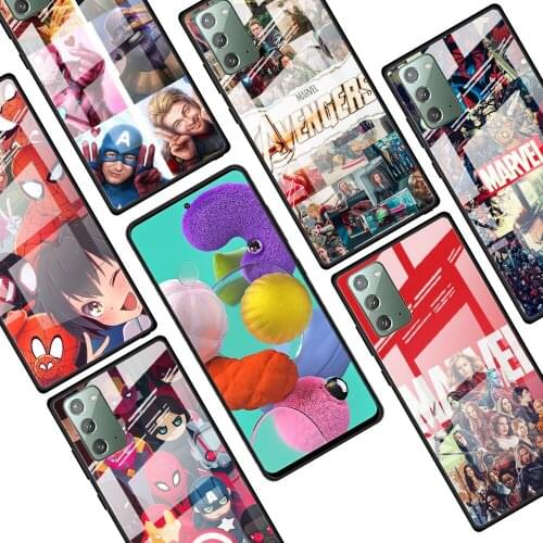 Marvel Hero Spider-Man for Samsung Galaxy Note 20 Ultra 10 Lite Plus 9 8 5G A70 A50 A40 A30 A20 Tempered Glass Phone Case