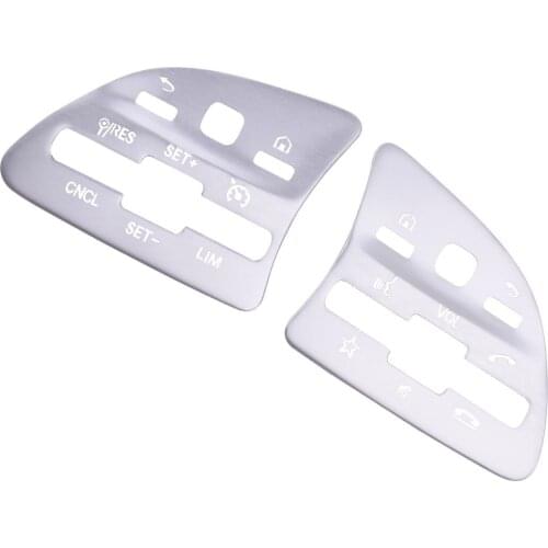 DWCX 1 Pair Silver Car Steering Wheel Button Decoration Trim Fit For Mercedes Benz A C E GLB GLC GLE Class 2020