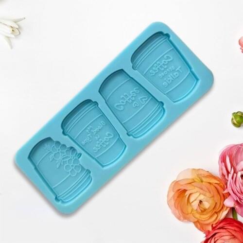 Epoxy Resin Mold Tray Four Coffee Cups Casting Silicone Mould DIY Crafts Jewelry Making Tool
