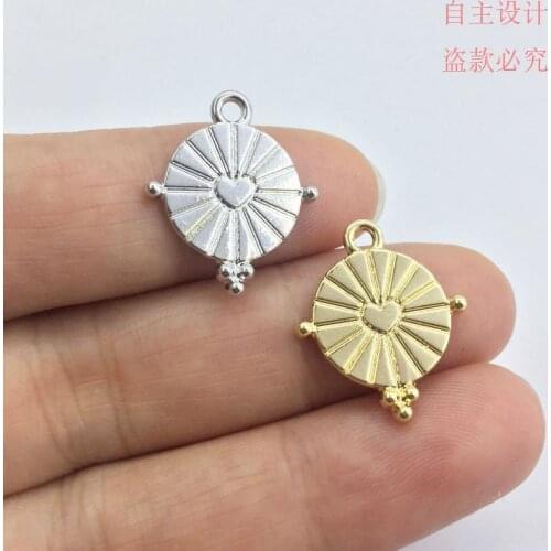 Eruifa 20pcs Hot 15mm Nice Coin Zinc alloy DIY Charms Pendant Jewelry handmade DIY 2 Colors