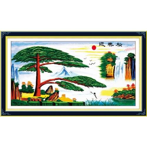 Guest-greeting pine(1) cross stitch kit 14ct 11ct count printed canvas stitching embroidery DIY handmade needlework