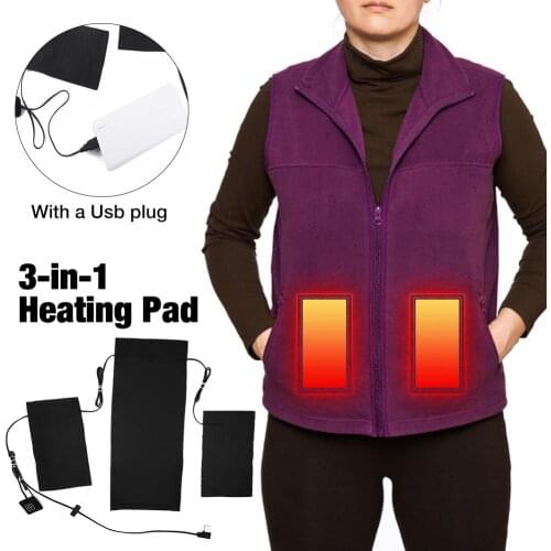 3 Areas Clothes Heating Pads USB Charging Carbon Fiber Heating Pad Waterproof Electric Heating Sheet For Clothes Vests Underwear