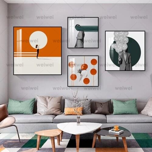 Personality Color Figures Wall Art Canvas Hd Prints Posters Abstract Oranger Wall Pictures for Living Room Morden Decor Nordic