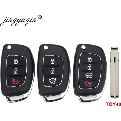 Jingyuqin 3/4 Buttons Flip Folding Remote Key Fob Shell For Hyundai HB20 SANTA FE IX35 IX45 Accent I40 TOY40 Key Case