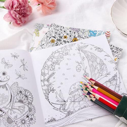 24 Pages Coloring Book For Children Adult Relieve Stress Kill Time DIY Painting Drawing Book Painting Educational Toy