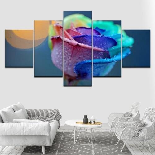The colorful rose flowers 5 Piece HD Wallpapers Art Canvas Print modern Poster Modular art painting for living room Home Decor