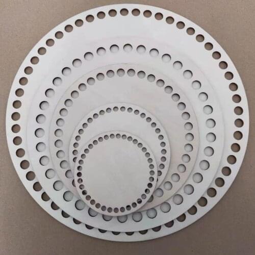 5pcs/set Round Wooden Crochet Basket Base For Crocheting Baskets Different Size Basswood Shape With Holes