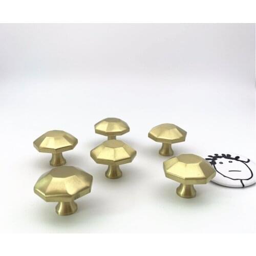 LCH New Nordic Style octagonal Solid Brass Cabinet Knob Cupboard Handle Door Pull Handles Brass Color Entryway Clothes Hook