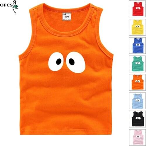 Summer Childrens Sleeveless T-Shirt Cartoon Boys Girls Kids Cotton Colorful Shirts Toddler Vest Tee Tops Baby Singlets Clothing