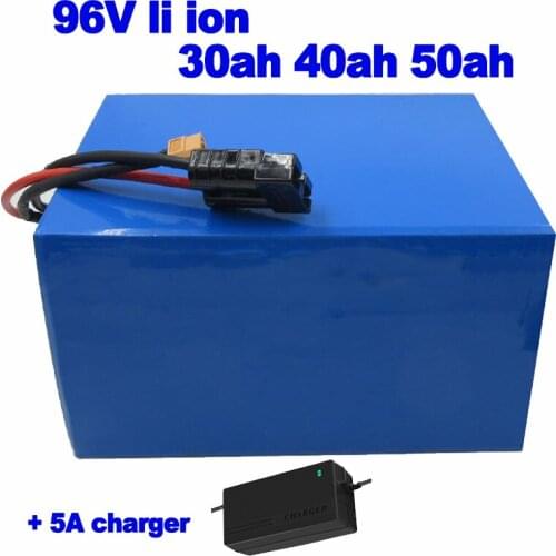 Li ion lithium ion 96v 30ah 40ah 50ah battery pack for solar energy light tricycle racing motorcycle power tools EV +5A charger