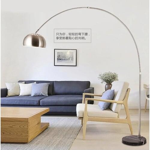 Hardware silver floor lamp fishing design rotatable floor light living room creative led floor lamp dimming small size 5-7W