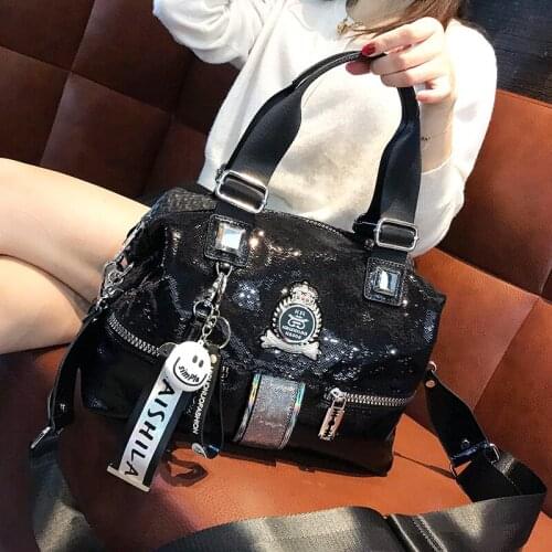 2021 new fashion sequined Women bag Leather messenger bag handbag shoulder trend large capacity European station wild bags