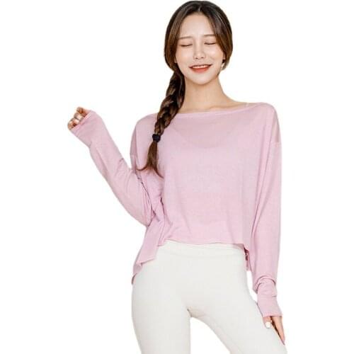 Autumn New Loose Comfortable Yoga Clothes Womens Long-sleeved Blouse Ins High Elastic Fitness Yoga Workout T-shirt